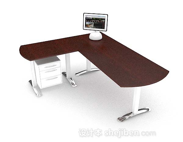 现代简约书桌3d模型下载