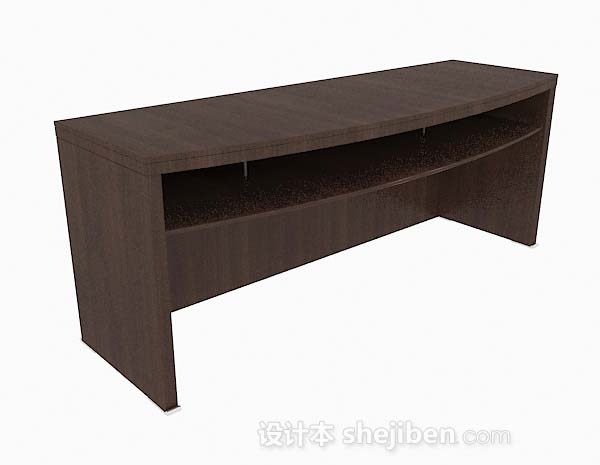 深棕色高档书桌3d模型下载