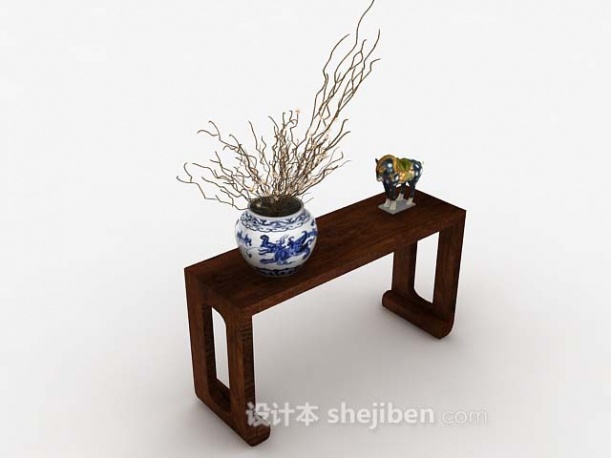 中式室内摆设盆栽3d模型下载