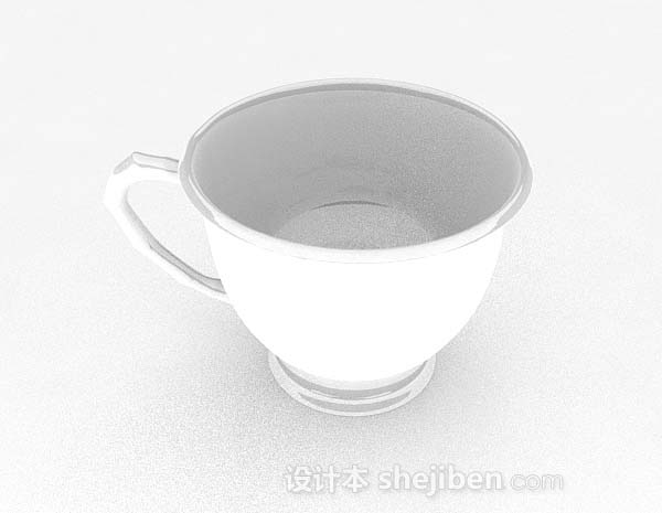 白色简单杯子3d模型下载