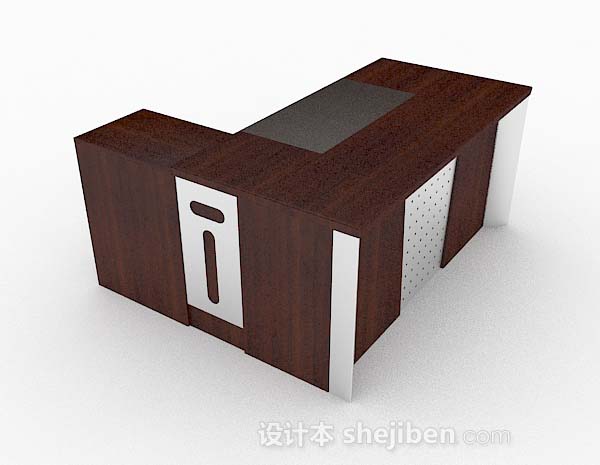 棕色木质高档班台3d模型下载