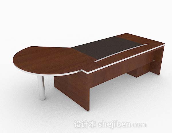 棕色简约木质办公桌3d模型下载