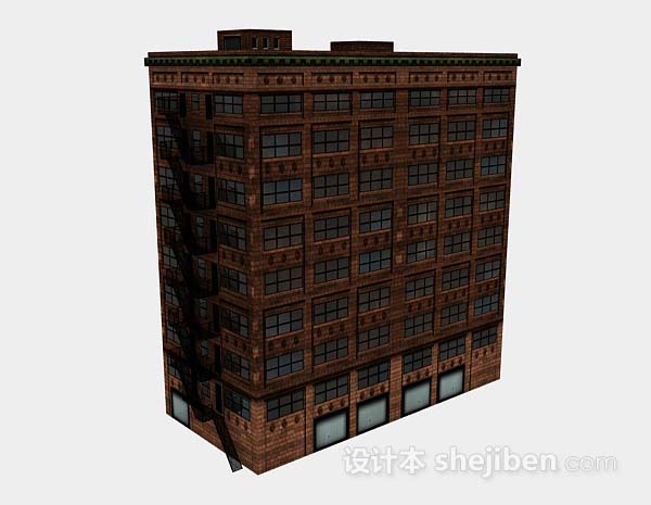 棕色公寓大楼3d模型下载