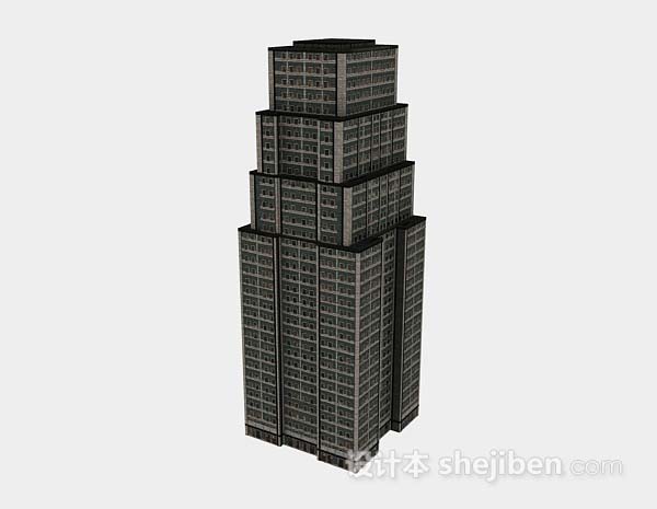 现代个性黑灰色大厦3d模型下载