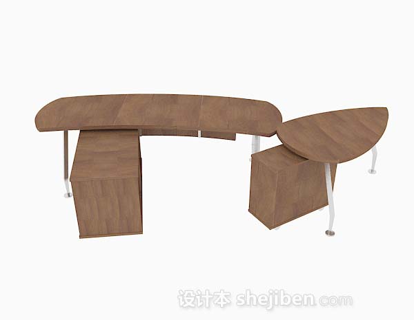 棕色简约个性办公桌3d模型下载