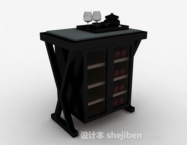 简约绿色储物柜3d模型下载