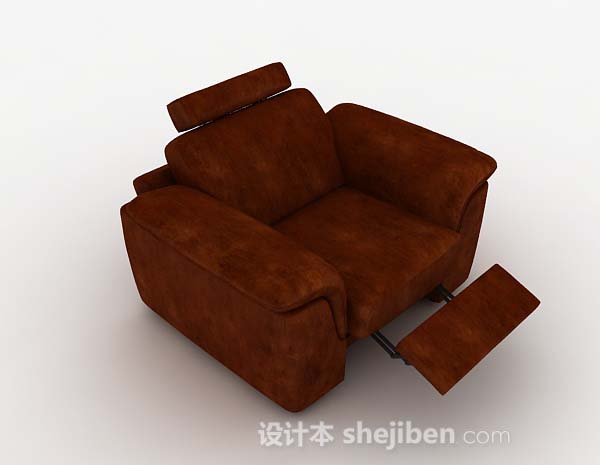 现代深棕色单人沙发3d模型下载