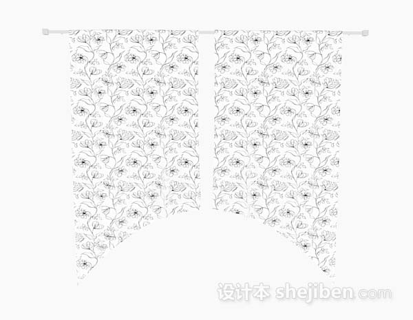 简约花纹家居窗帘3d模型下载