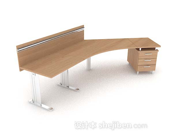黄色木质办公桌3d模型下载