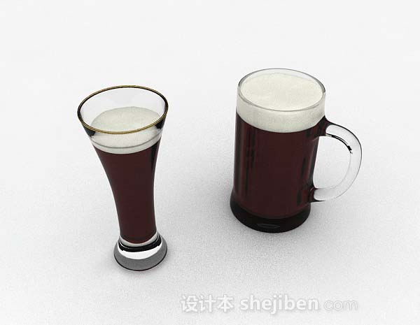玻璃啤酒杯3d模型下载