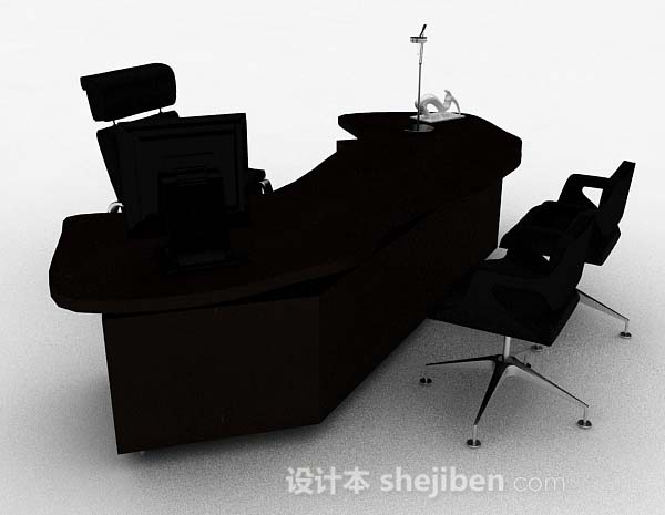 现代木质办公桌椅3d模型下载
