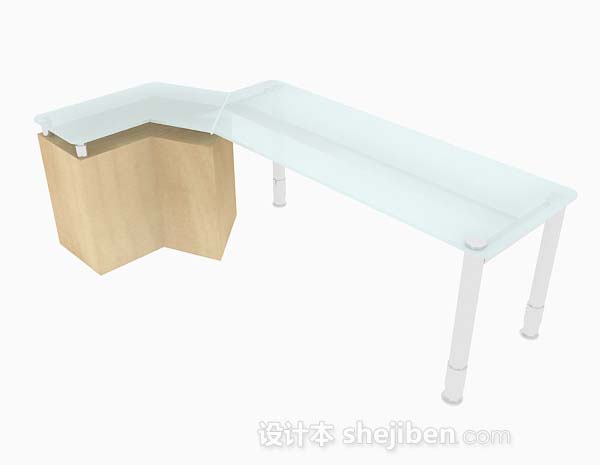 现代简约玻璃办公桌3d模型下载