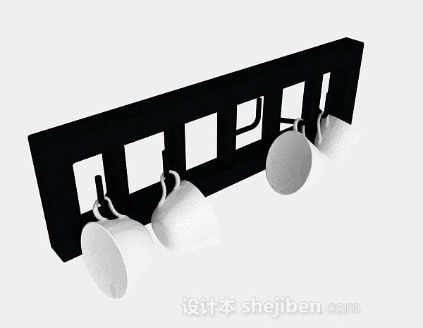 白色杯子套装3d模型下载