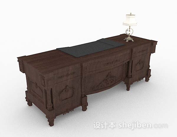 欧式复古棕色班台3d模型下载