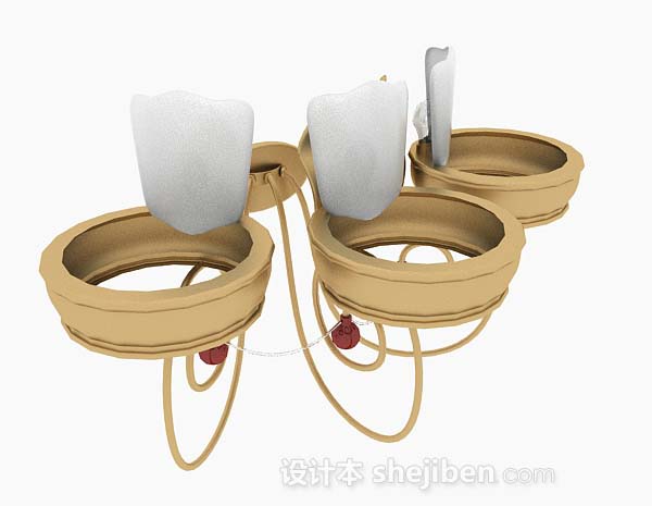 家居黄色三头壁灯3d模型下载