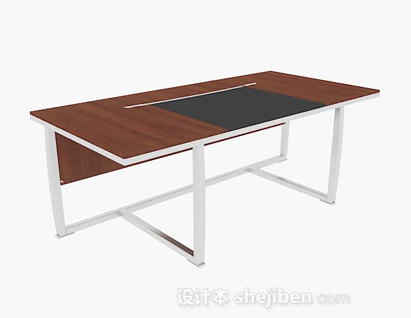 现代简约木质办公桌3d模型下载