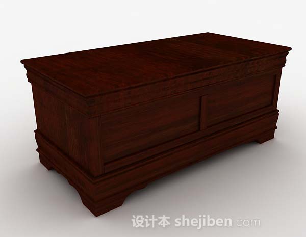 棕色木质班台3d模型下载