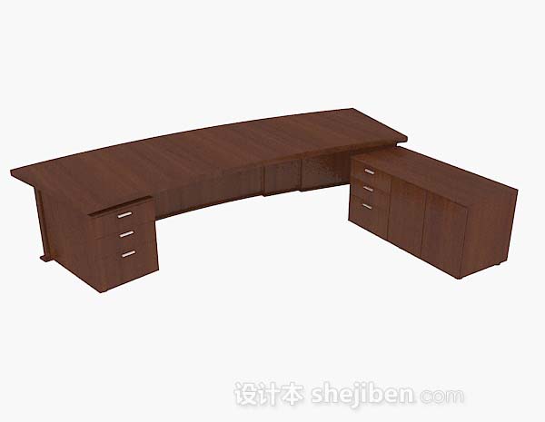 棕色木质大班台3d模型下载