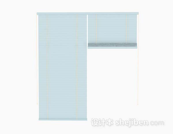 浅蓝色卷帘式窗帘3d模型下载