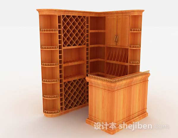 黄色小吧台柜3d模型下载