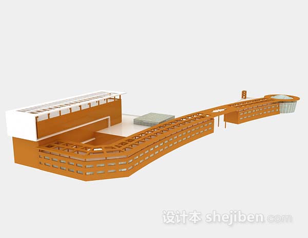 现代简约黄色建筑3d模型下载