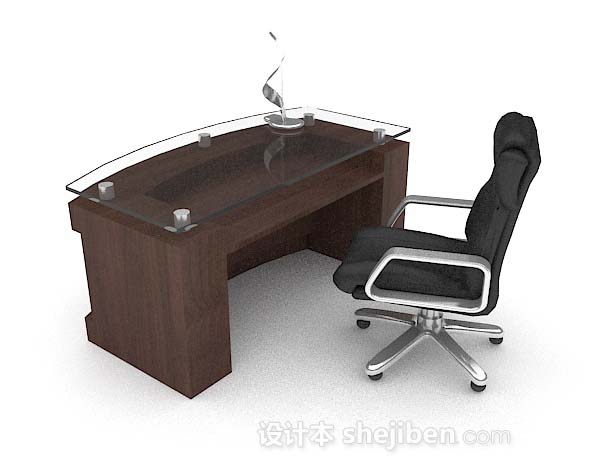 高档简约办公桌3d模型下载