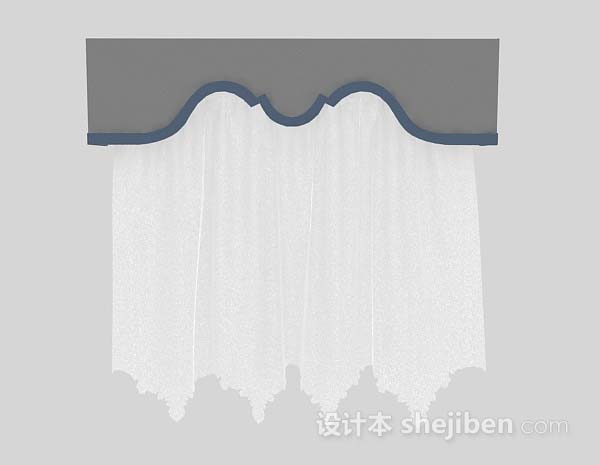 白色窗帘3d模型下载