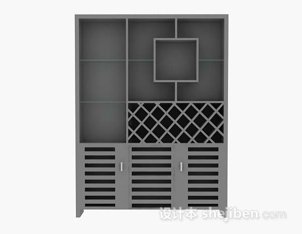 灰色木质展示柜3d模型下载