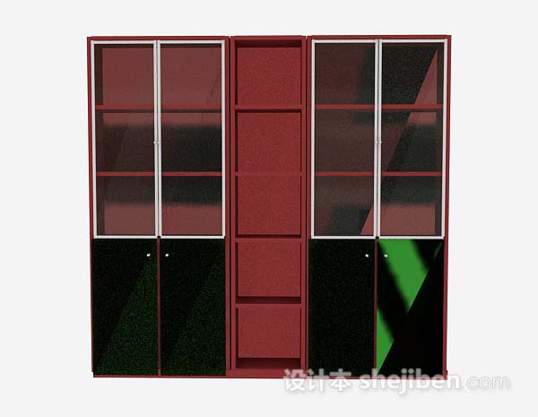 红色展示柜3d模型下载