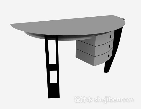 灰色办公桌3d模型下载