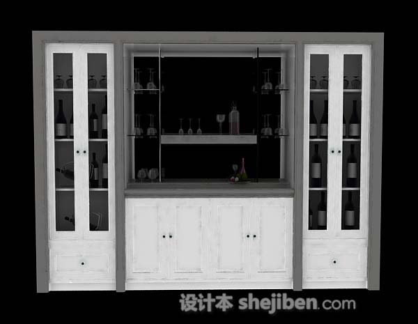 家居酒柜3d模型下载