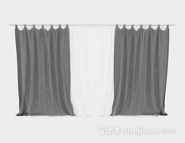 灰色窗帘3d模型下载