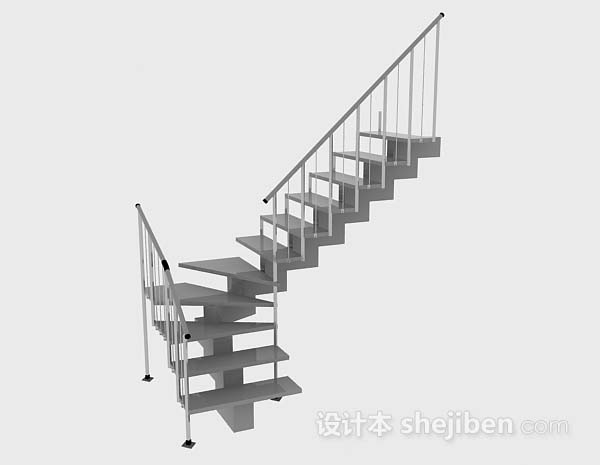 简约灰色楼梯3d模型下载