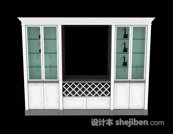白色家居展示柜3d模型下载
