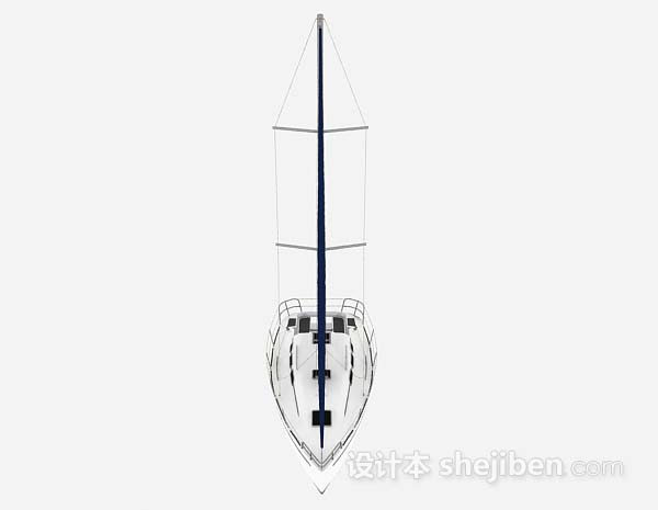 白色帆船3d模型下载