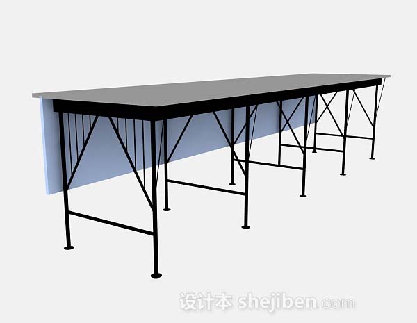 黑色办公桌3d模型下载