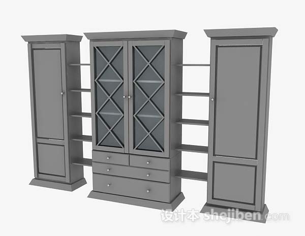 灰色衣柜3d模型下载