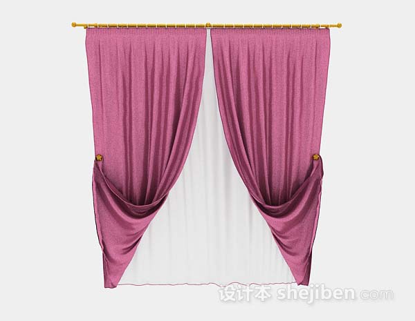 粉色窗帘3d模型下载