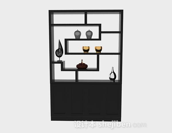 黑色展示柜3d模型下载