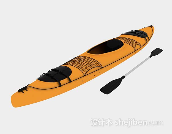黄色双人划艇3d模型下载