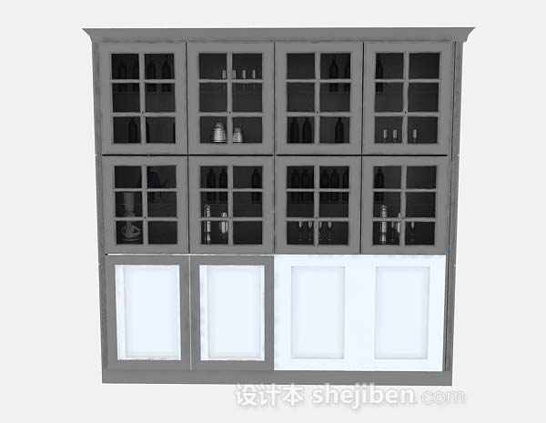 灰色酒柜3d模型下载