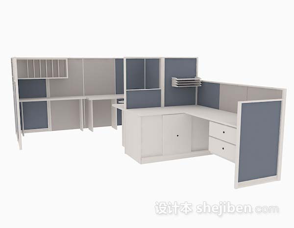 简约办公桌3d模型下载