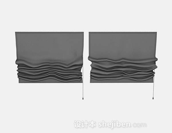 灰色简单窗帘3d模型下载