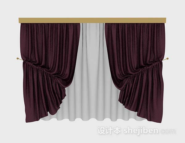 紫色窗帘3d模型下载
