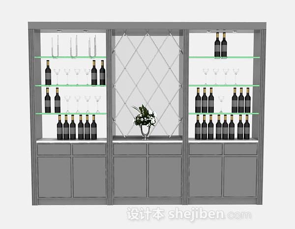 灰色酒柜3d模型下载