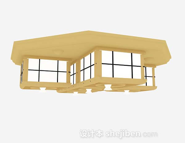 黄色个性吸顶灯3d模型下载