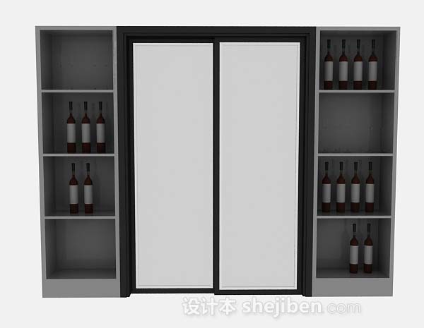 灰色家居酒柜3d模型下载