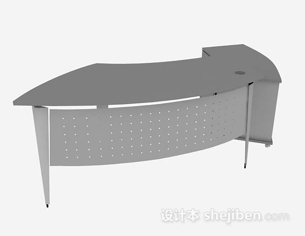 灰色办公桌3d模型下载