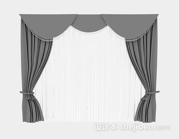 灰色家居窗帘3d模型下载