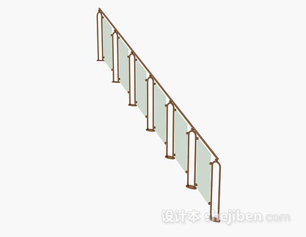 棕色玻璃楼梯栏杆3d模型下载